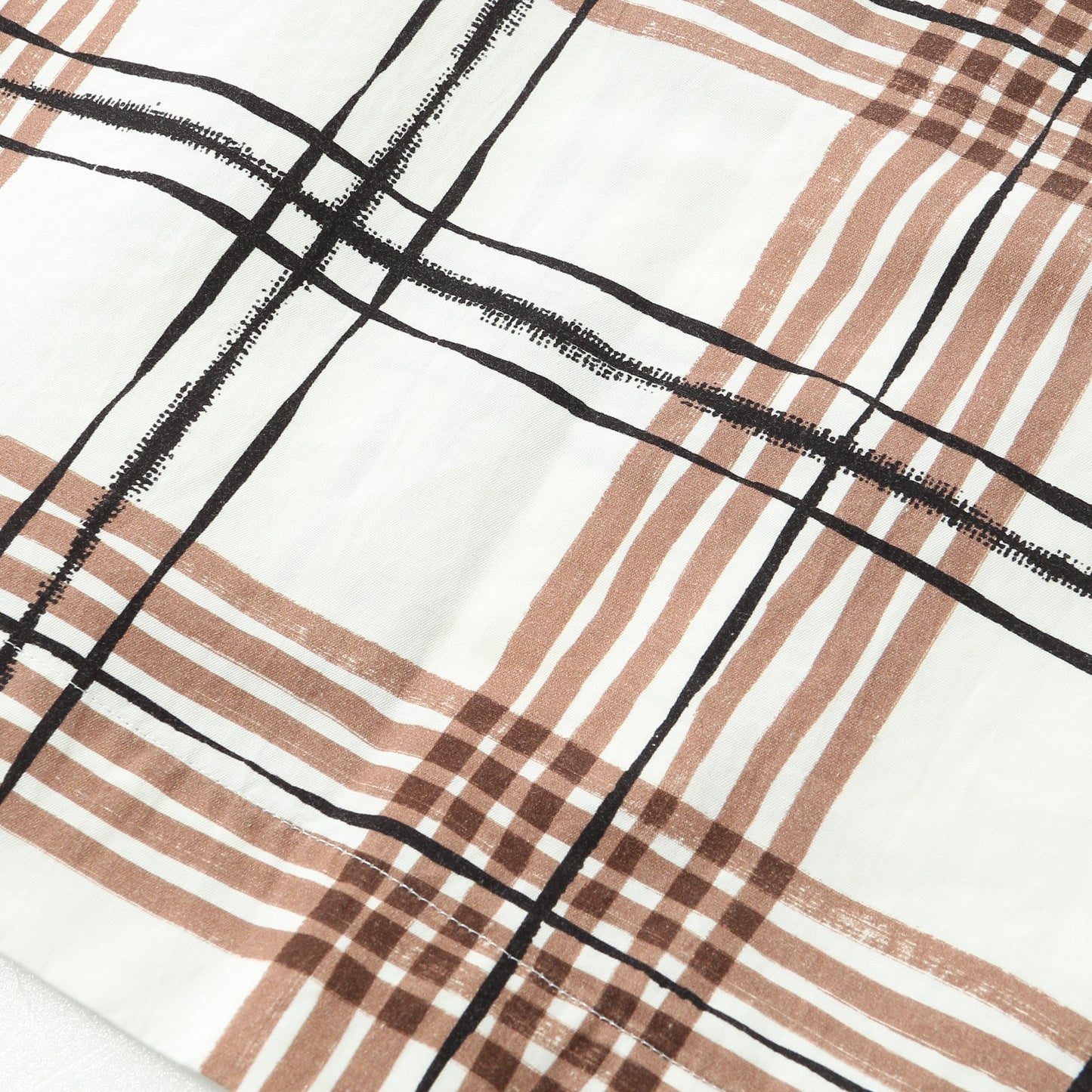 PAINTED CHECK COTTON LINEN SKIRT