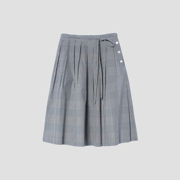 GINGHAM OVERCHECK COTTON SKIRT