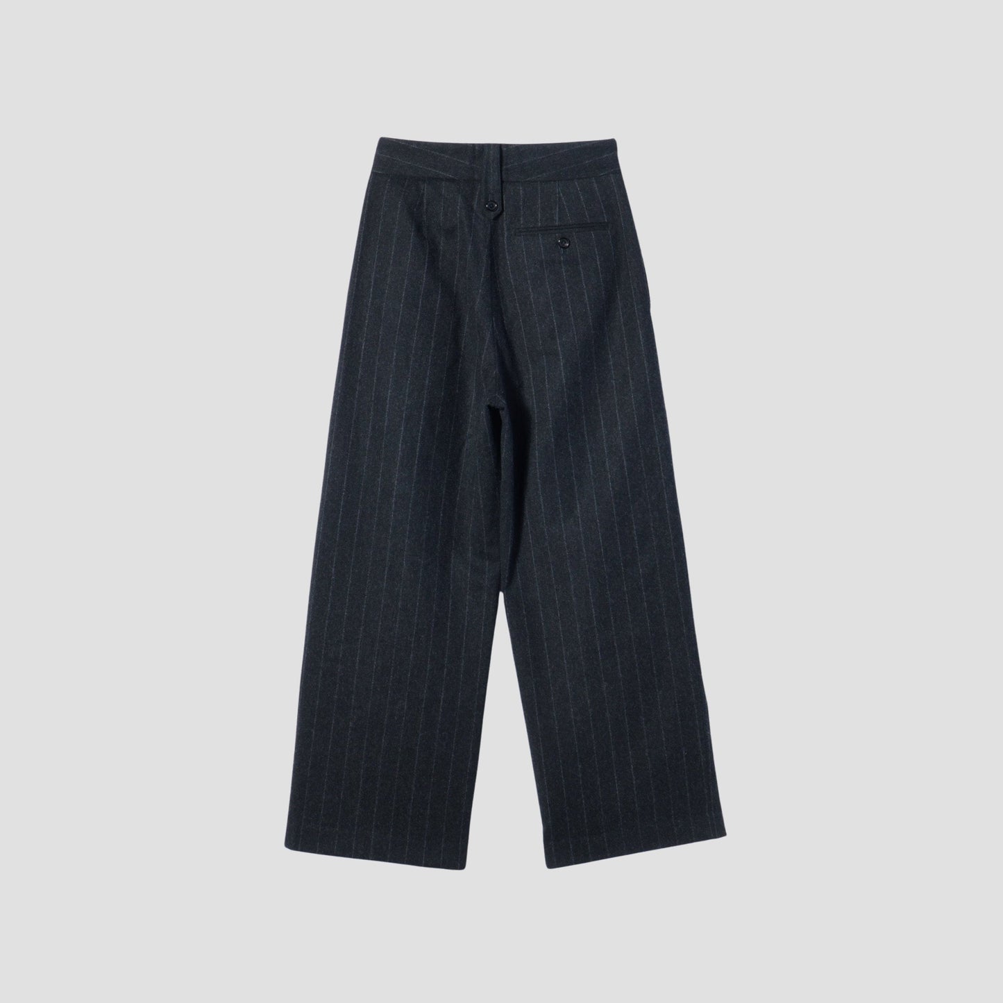 WIDE CHALK STRIPE FLANNEL TROUSERS