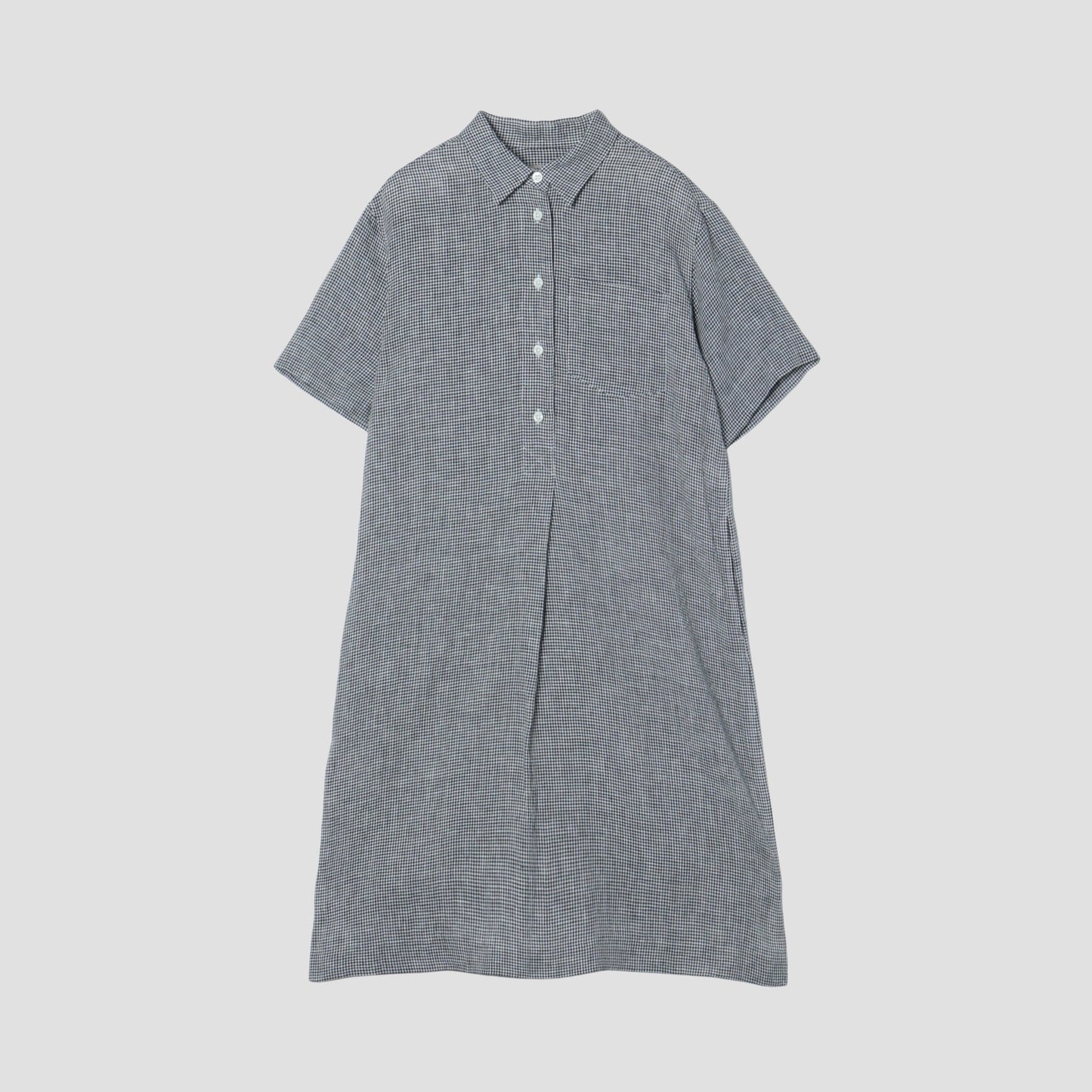 BLACK&WHITE SHIRTING LINEN DRESS