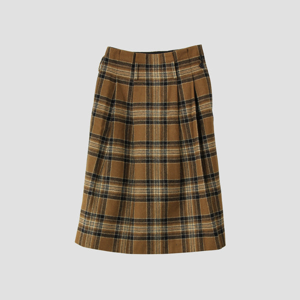 CAMEL TARTAN SKIRT