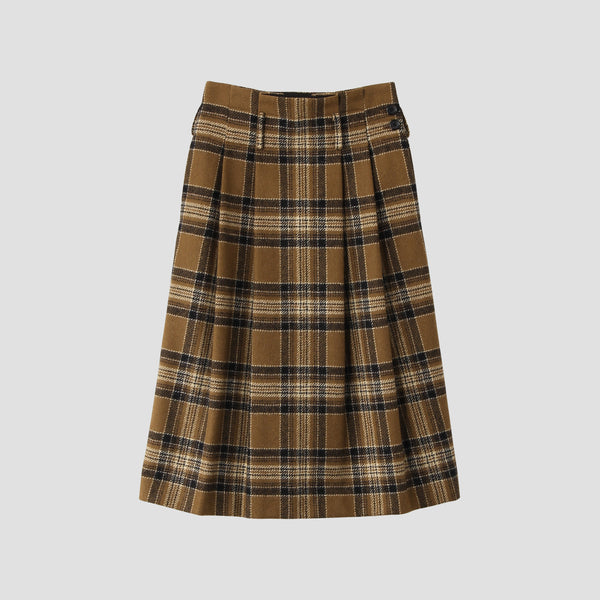 CAMEL TARTAN SKIRT