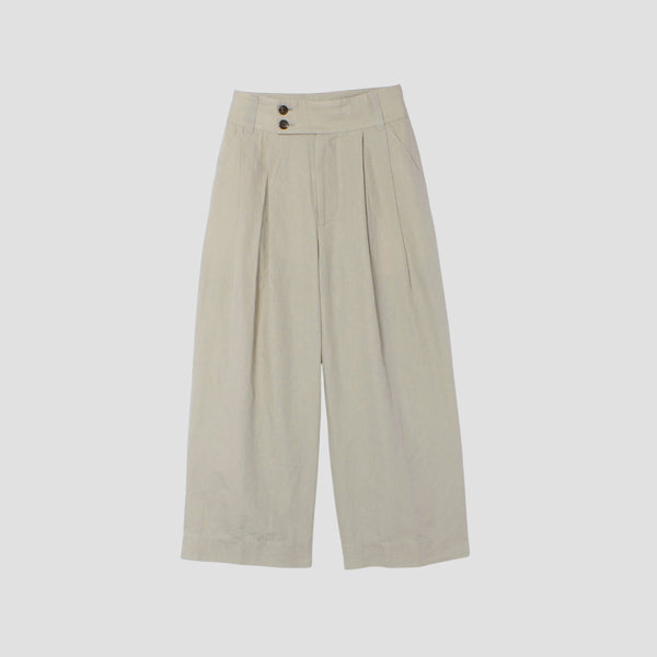PLAIN WEAVE COTTON LINEN TROUSERS