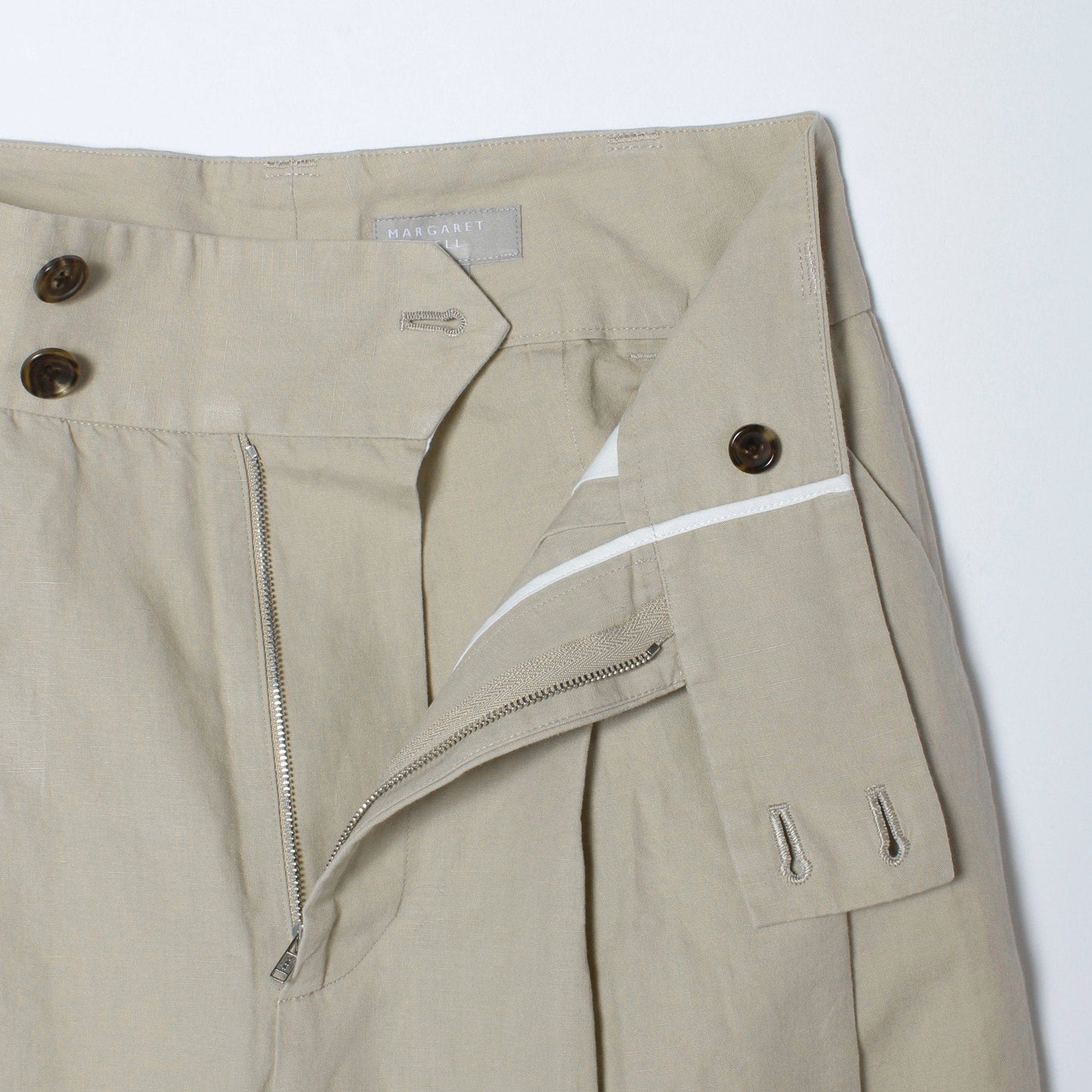 PLAIN WEAVE COTTON LINEN TROUSERS