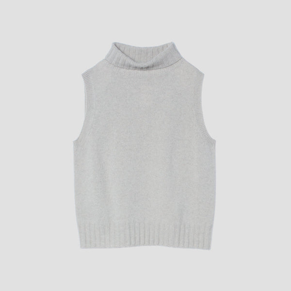 SLEEVELESS ROLL NECK KNIT
