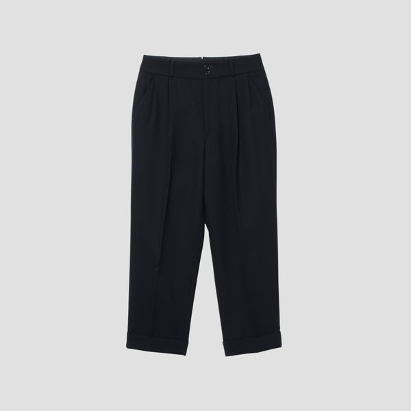 COMPACT BARATHEA WOOL TROUSERS