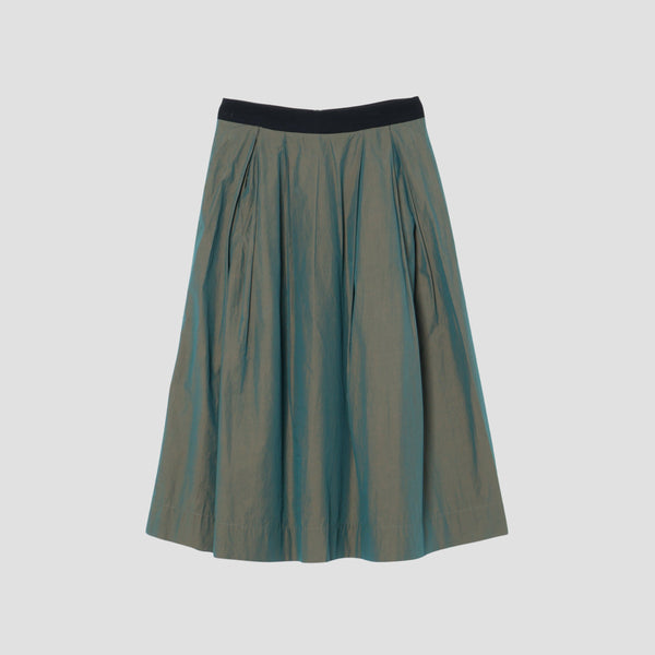 YARN DYED COTTON POPLIN SKIRT
