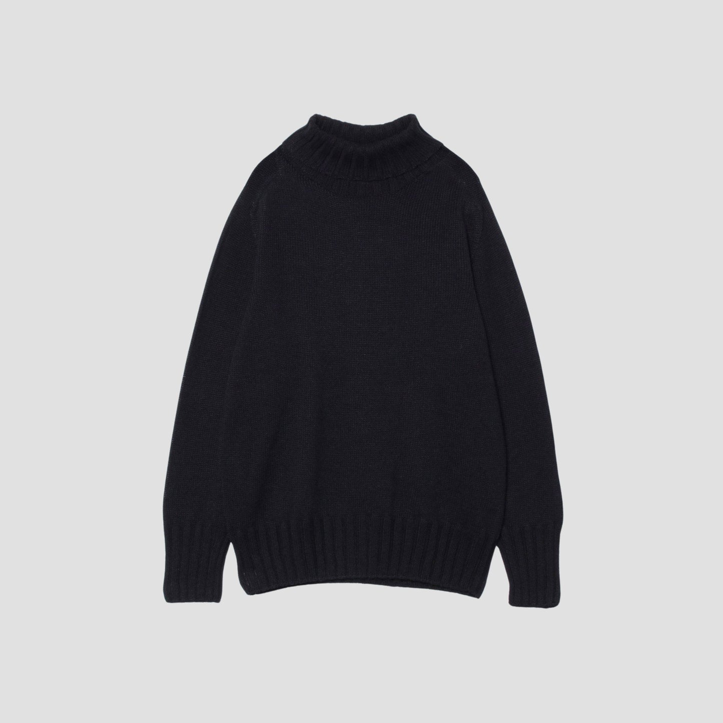 LINEN COTTON WIDE ROLL NECK KNIT