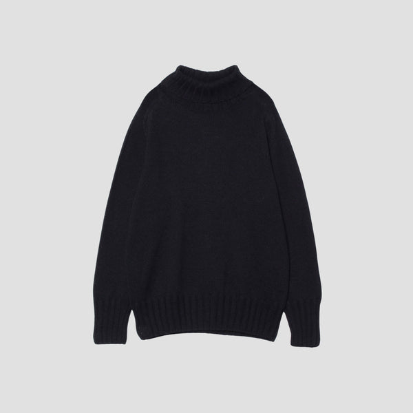 LINEN COTTON WIDE ROLL NECK KNIT
