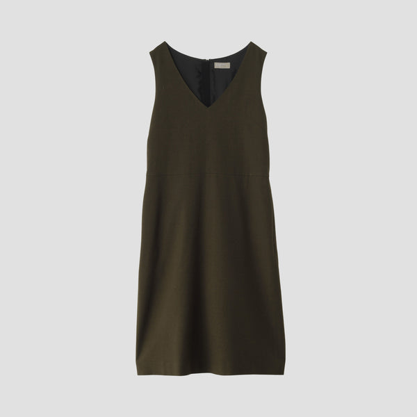 MILLED WOOL TWILL DRESS