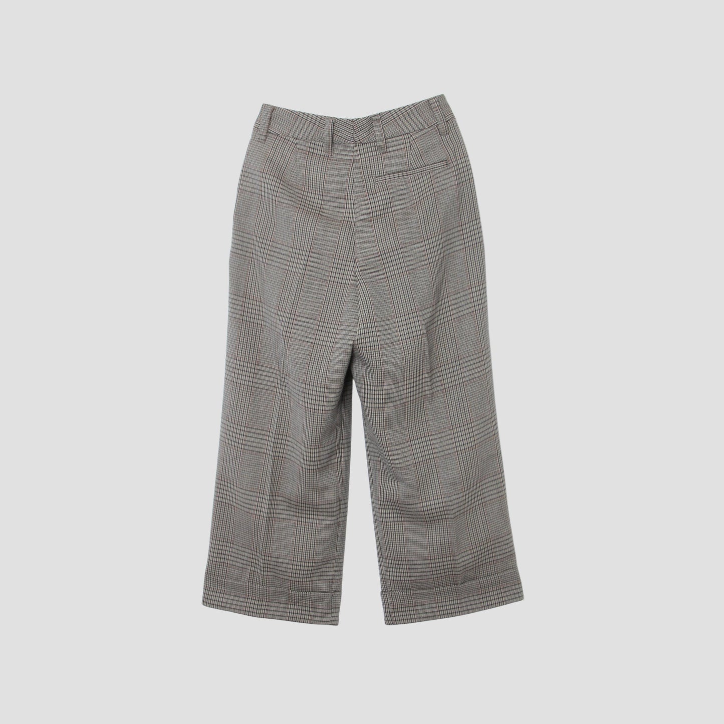 GLEN CHECK WOOL TWILL TROUSERS
