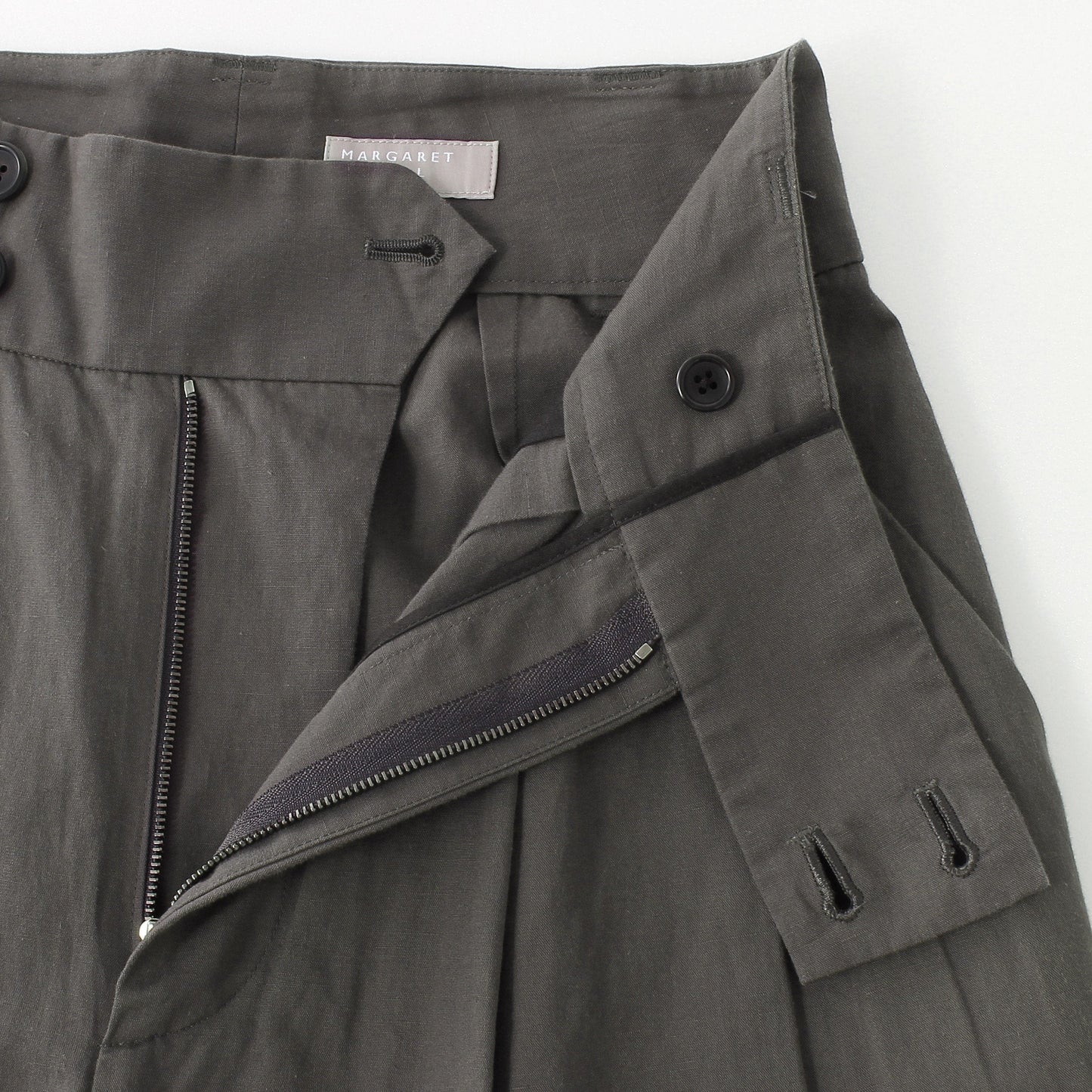 PLAIN WEAVE COTTON LINEN TROUSERS