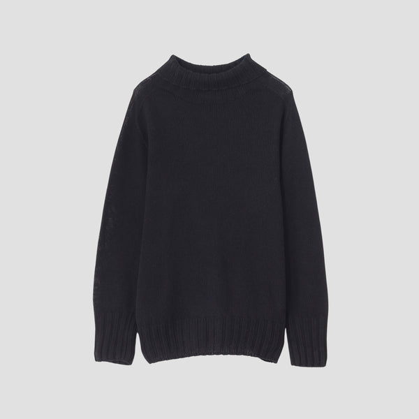 LINEN COTTON WIDE ROLL NECK KNIT