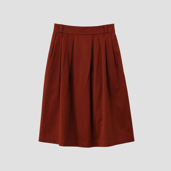 WASHED COTTON SATEEN SKIRT