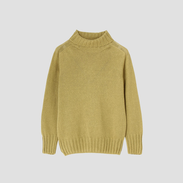 LINEN COTTON WIDE ROLL NECK KNIT