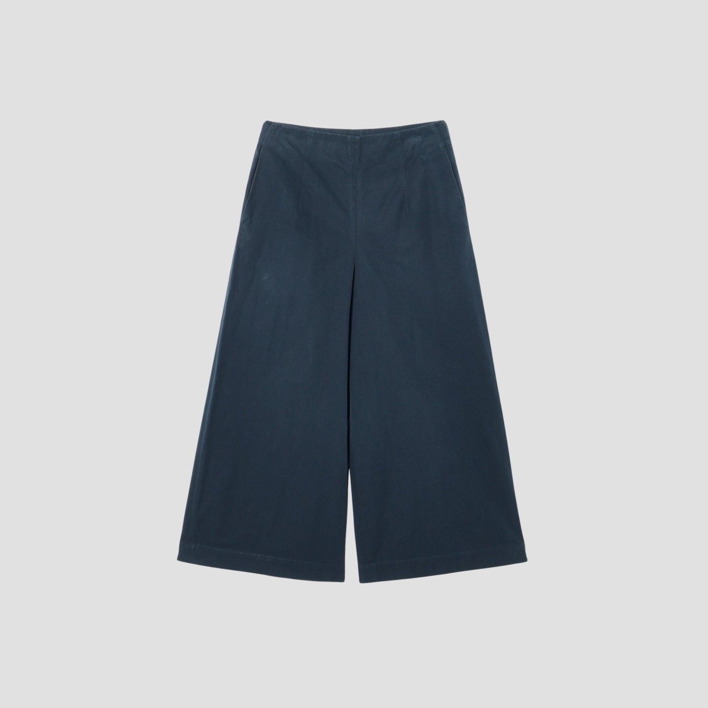 WASHED YARN DYE COTTON POPLIN TROUSERS