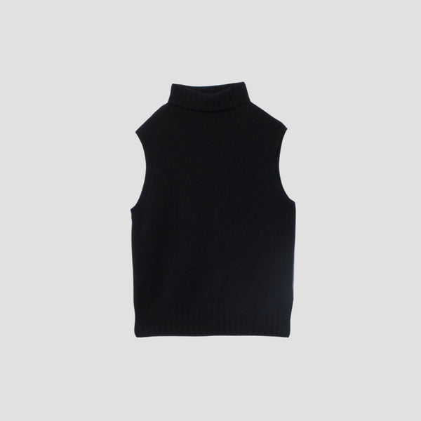 CASHMERE SLEEVELESS ROLL NECK KNIT