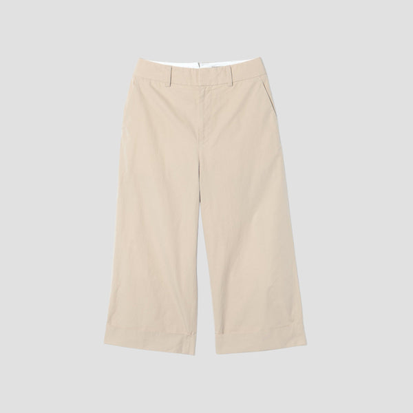 WASHED YARN DYE COTTON POPLIN TROUSERS