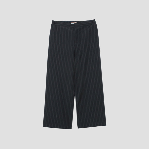 WOOL LINEN PINSTRIPE TROUSERS