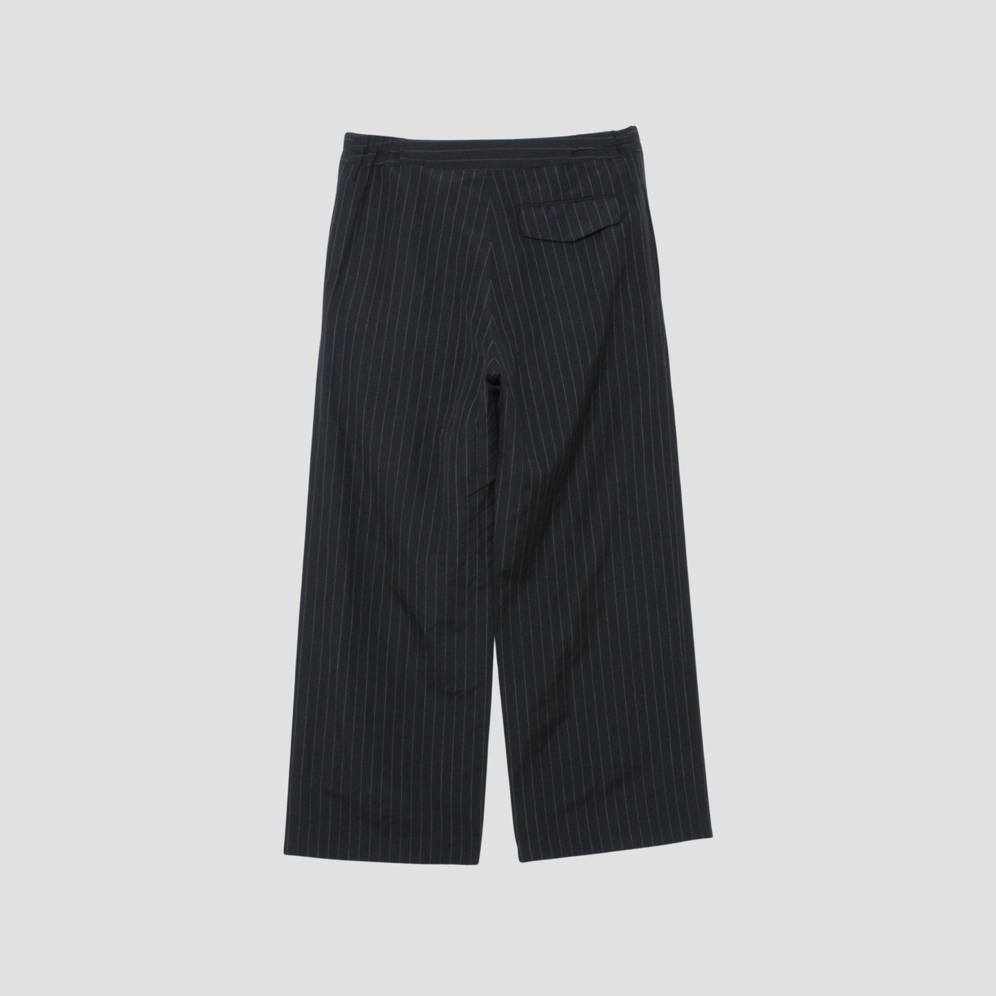 WOOL LINEN PINSTRIPE TROUSERS