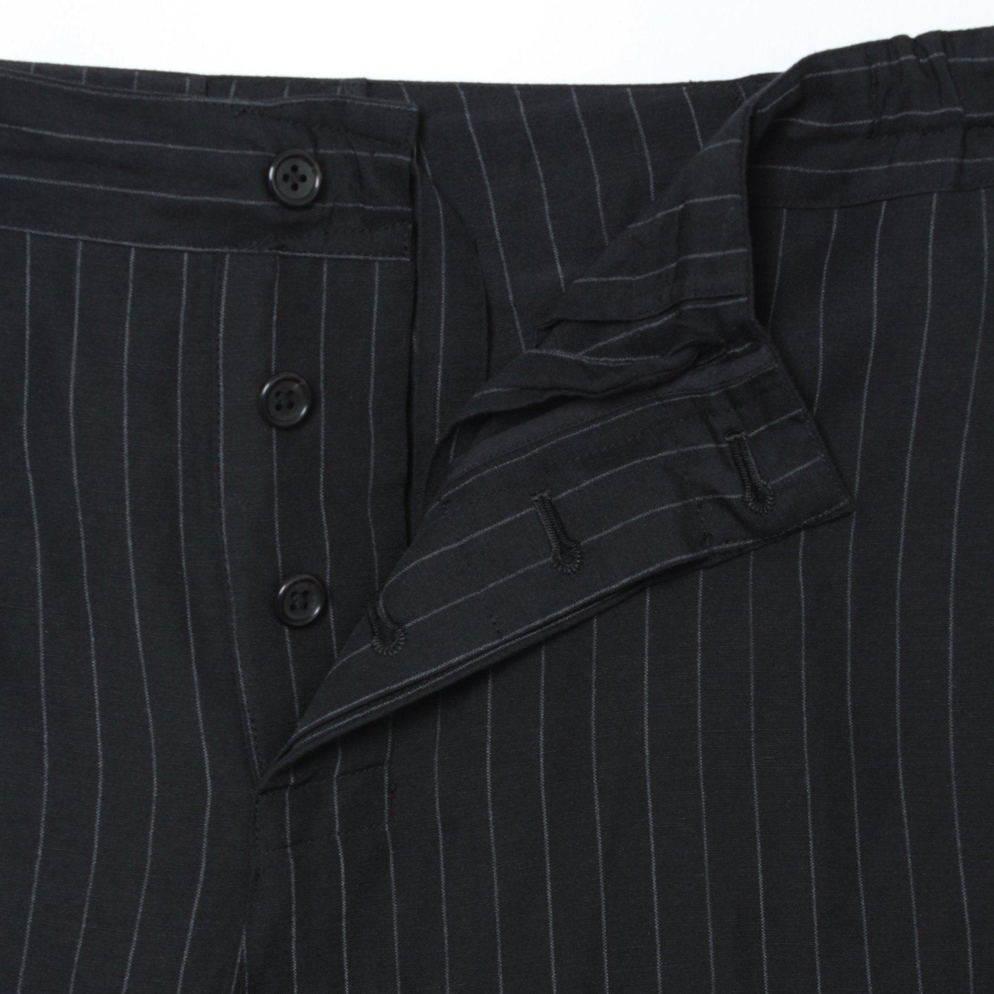 WOOL LINEN PINSTRIPE TROUSERS