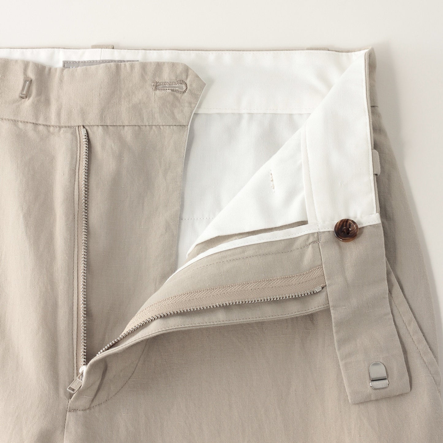 PLAIN WEAVE COTTON LINEN TROUSERS
