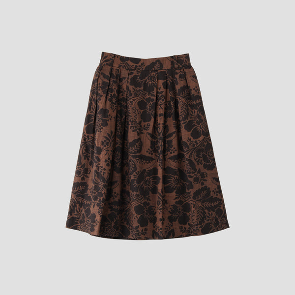 DAMASK COTTON LINEN TWILL SKIRT