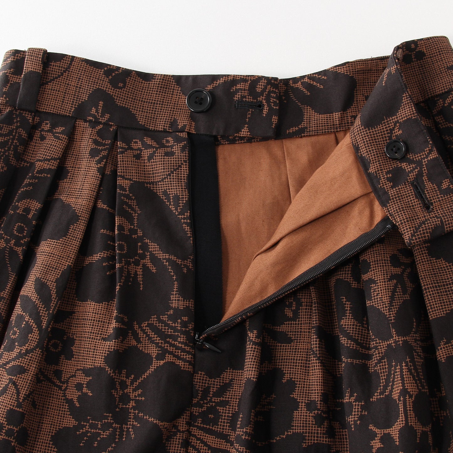 DAMASK COTTON LINEN TWILL SKIRT