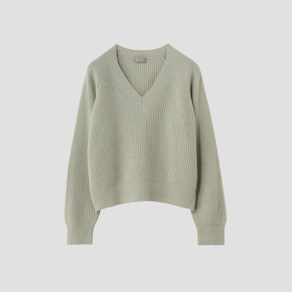 WOOL CASHMERE SILK V NECK JUMP KNIT