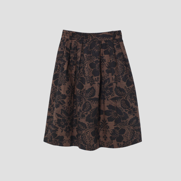 DAMASK COTTON LINEN TWILL SKIRT