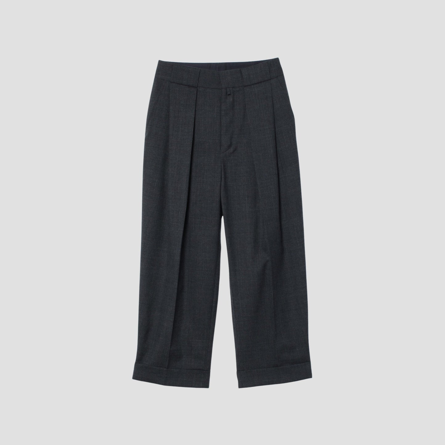 FINE GLEN CHECK WOOL TROUSERS