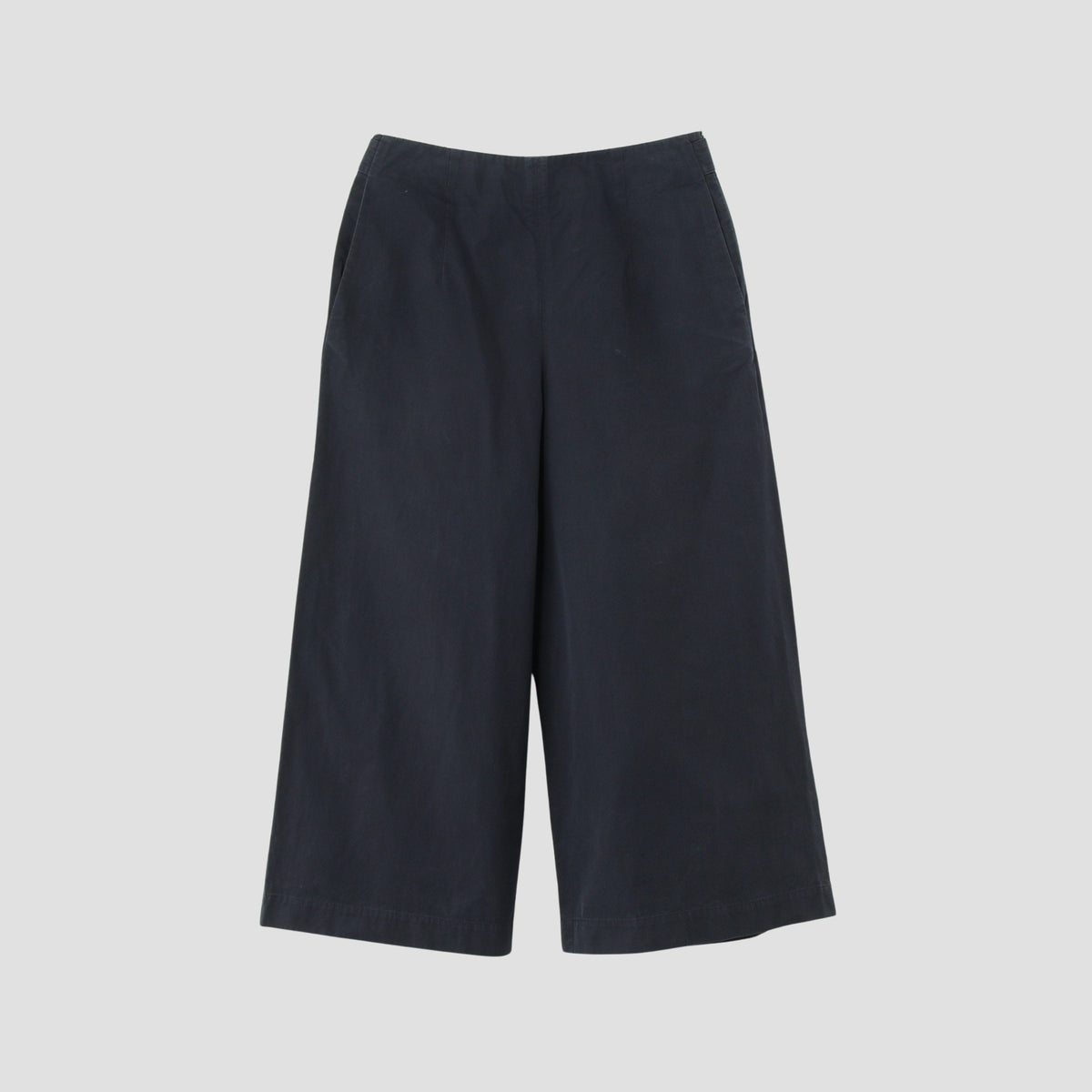 WASHED YARN DYE COTTON POPLIN TROUSERS