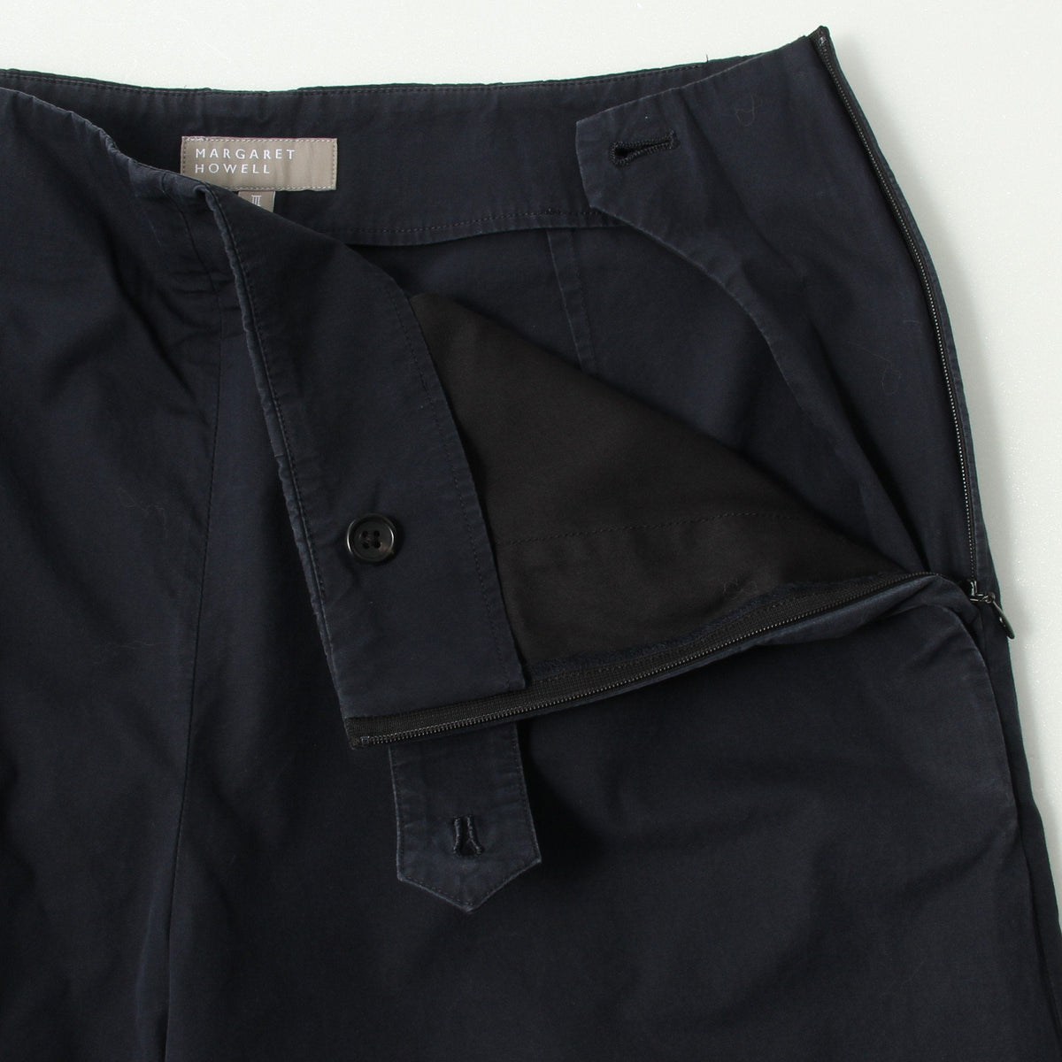 WASHED YARN DYE COTTON POPLIN TROUSERS