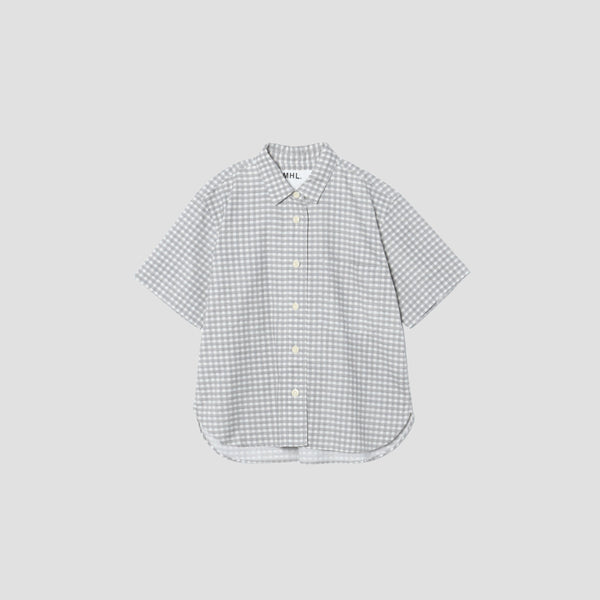 PRINTED COTTON LINEN CHECK SHIRT