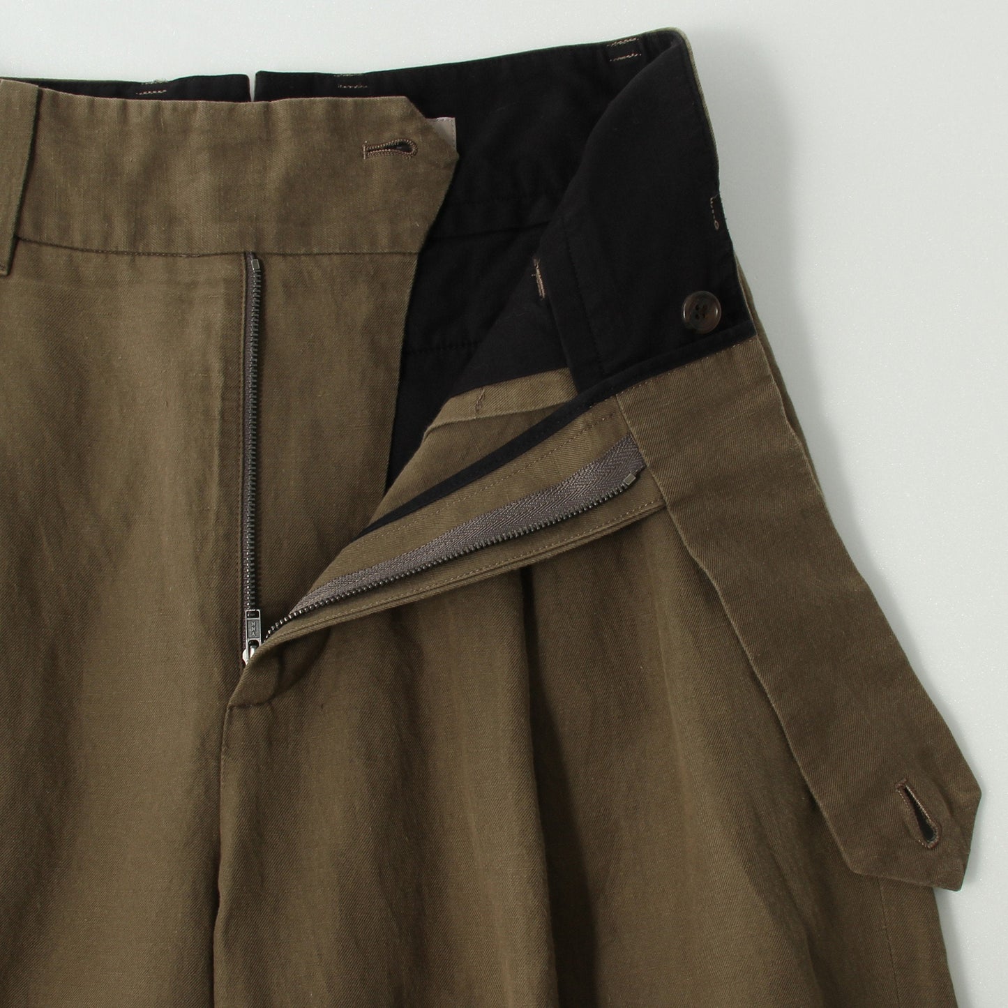 HIGH TWIST LINEN COTTON TWILL TROUSERS