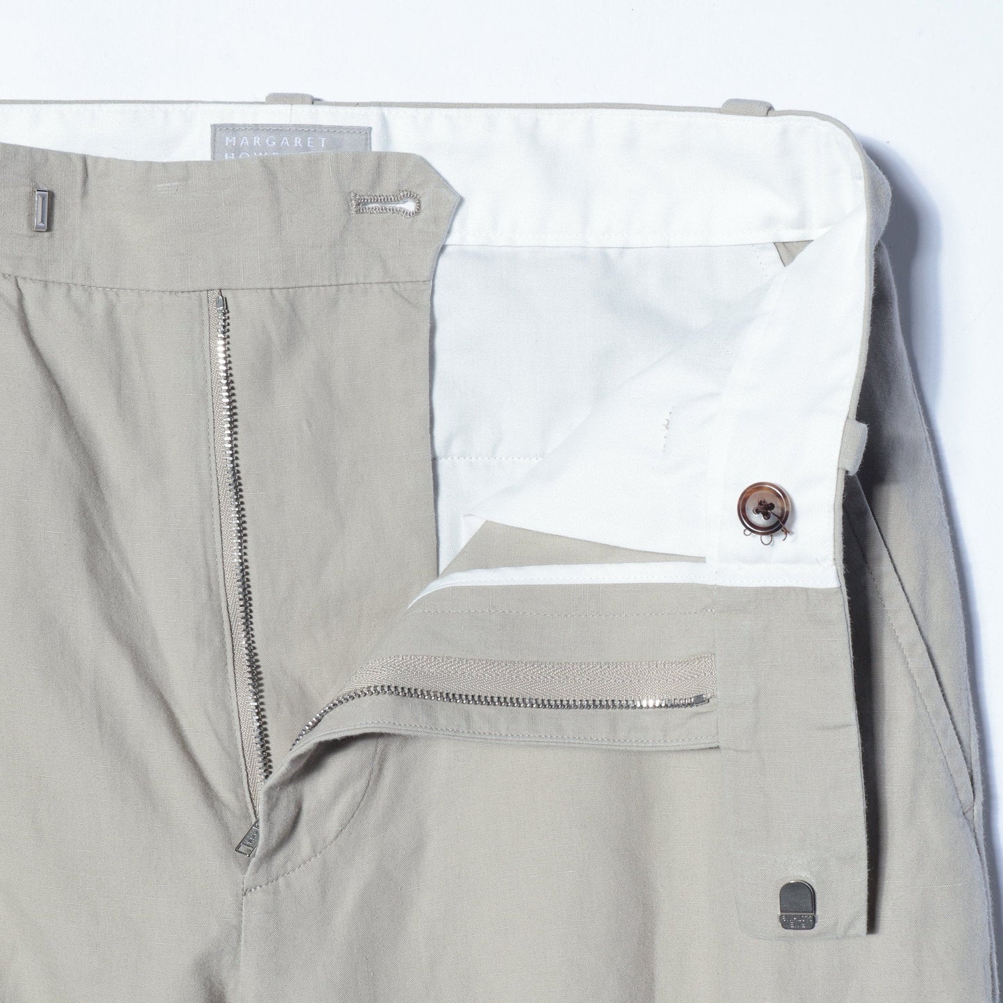 PLAIN WEAVE COTTON LINEN TROUSERS