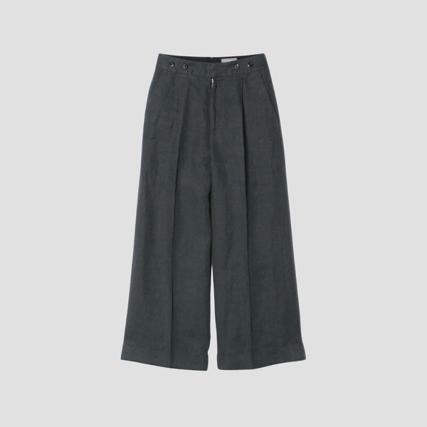 HIGH DENSE LINEN TWILL TROUSERS