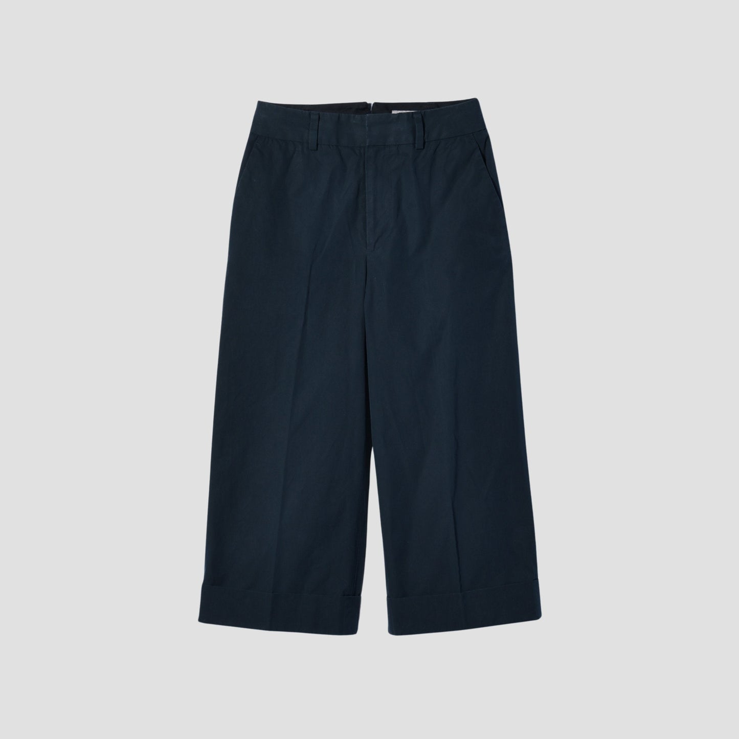 WASHED YARN DYE COTTON POPLIN TROUSERS