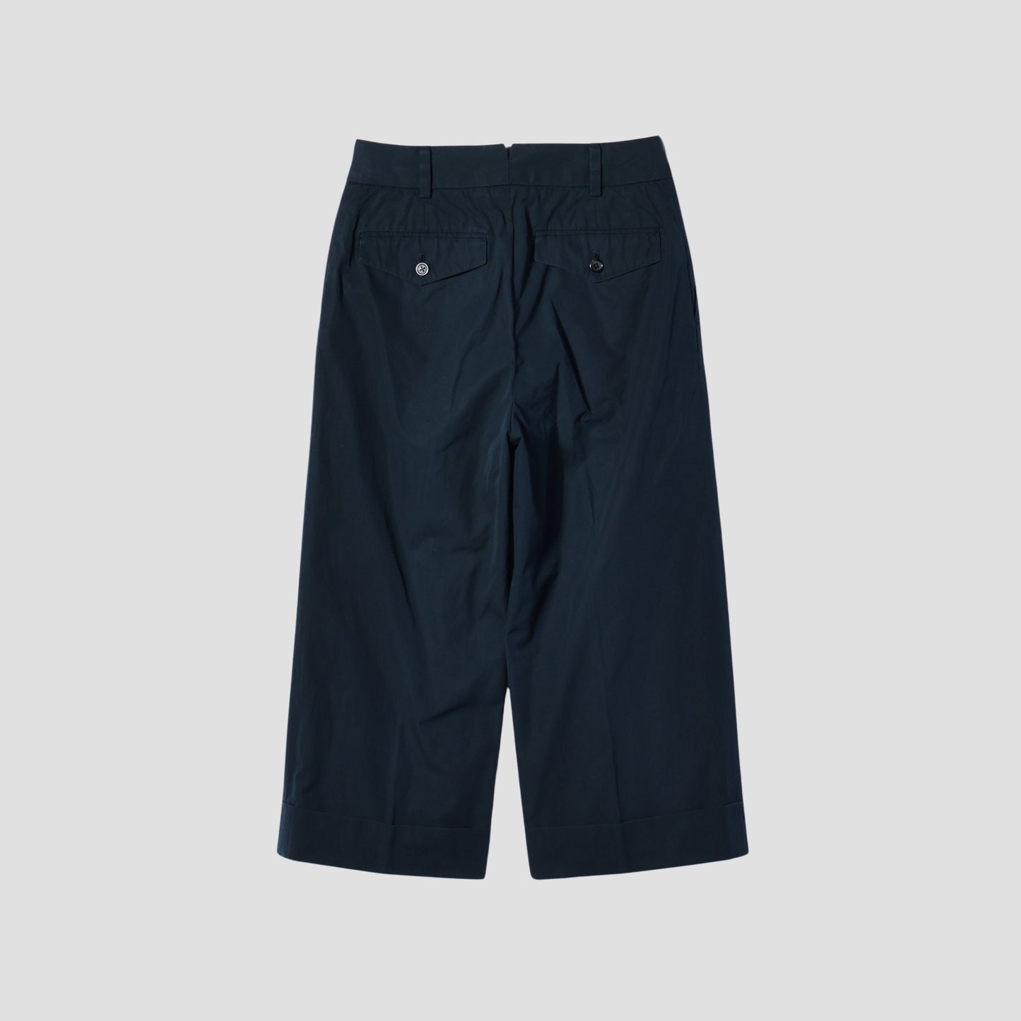 WASHED YARN DYE COTTON POPLIN TROUSERS