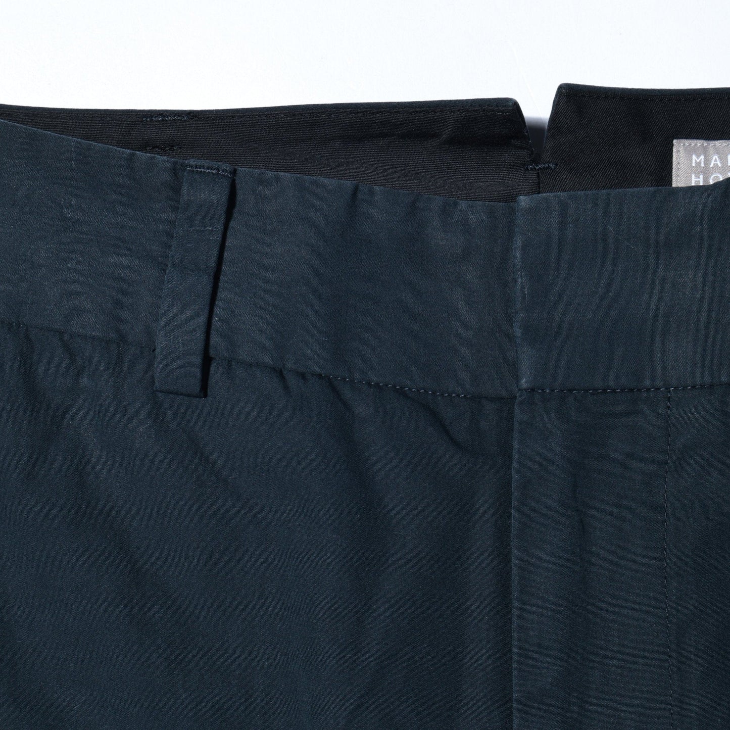 WASHED YARN DYE COTTON POPLIN TROUSERS