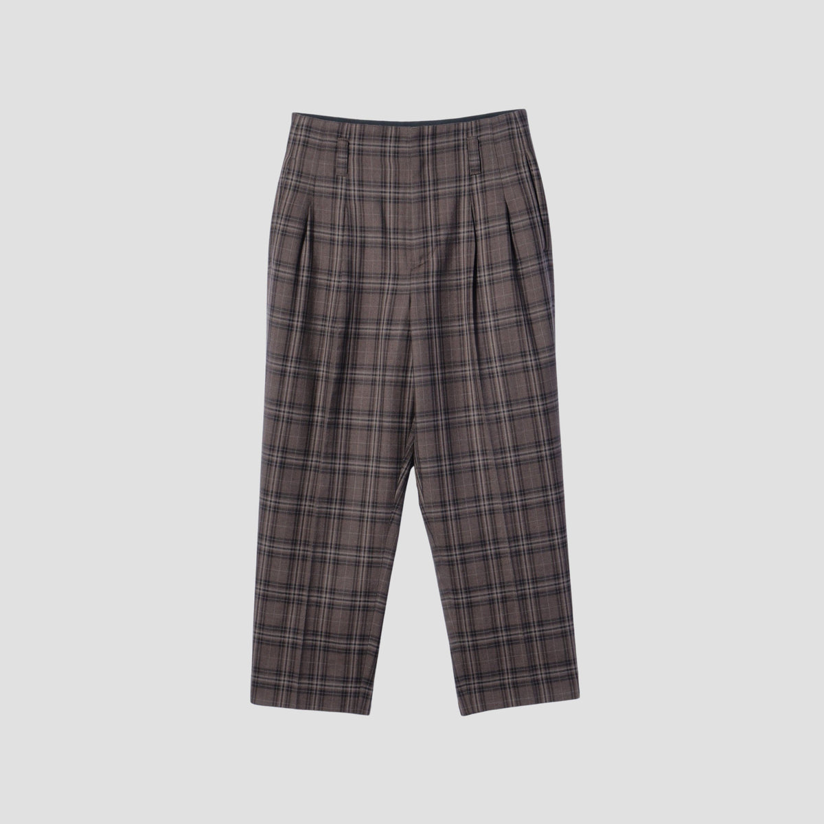 TONAL CHECK WOOL TROUSERS