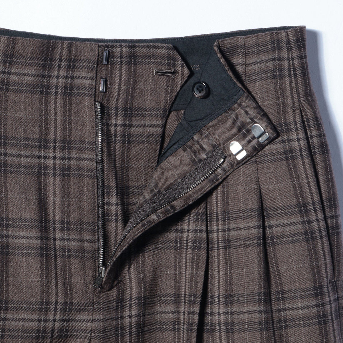 TONAL CHECK WOOL TROUSERS