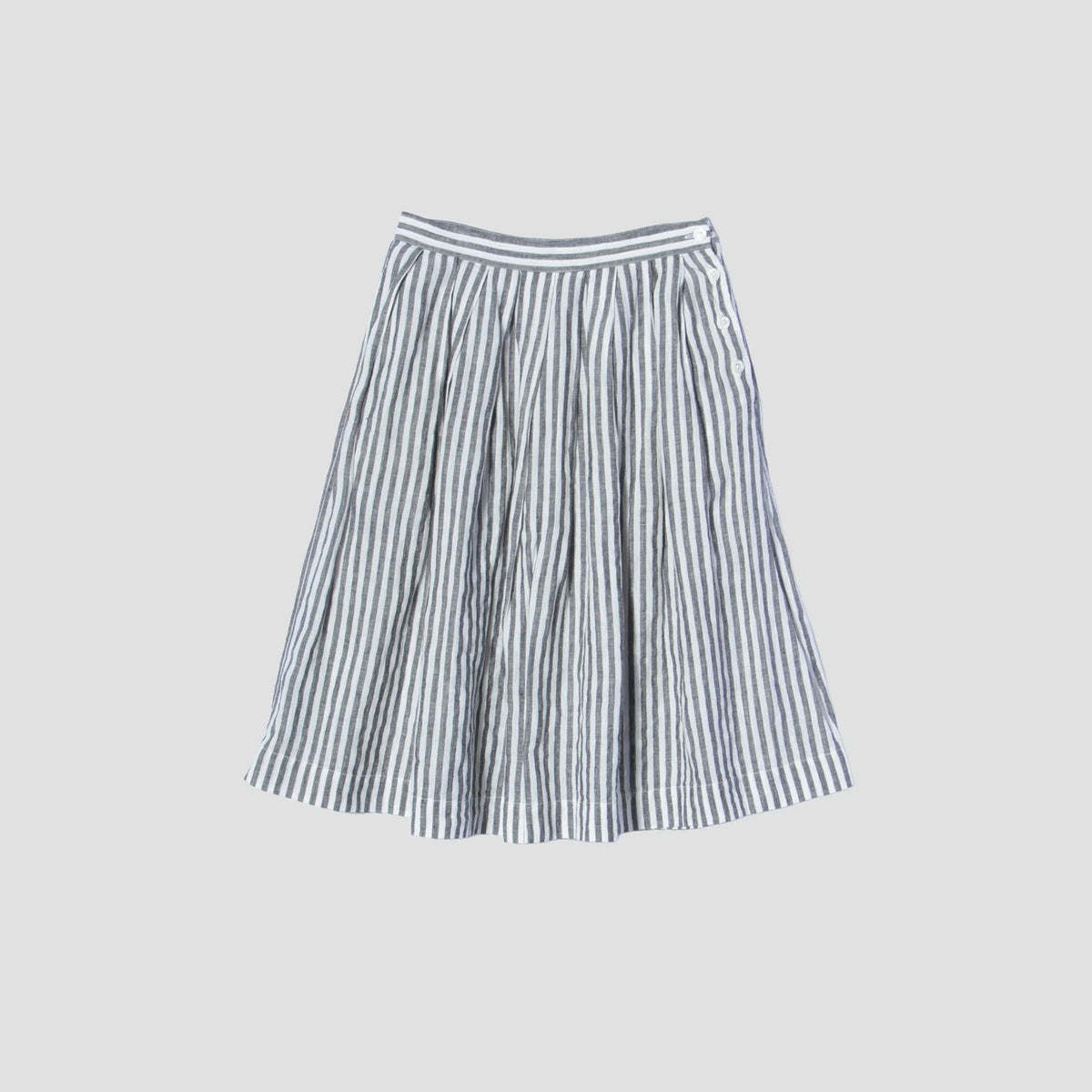 BLACK & WHITE SHIRTING LINEN SKIRT