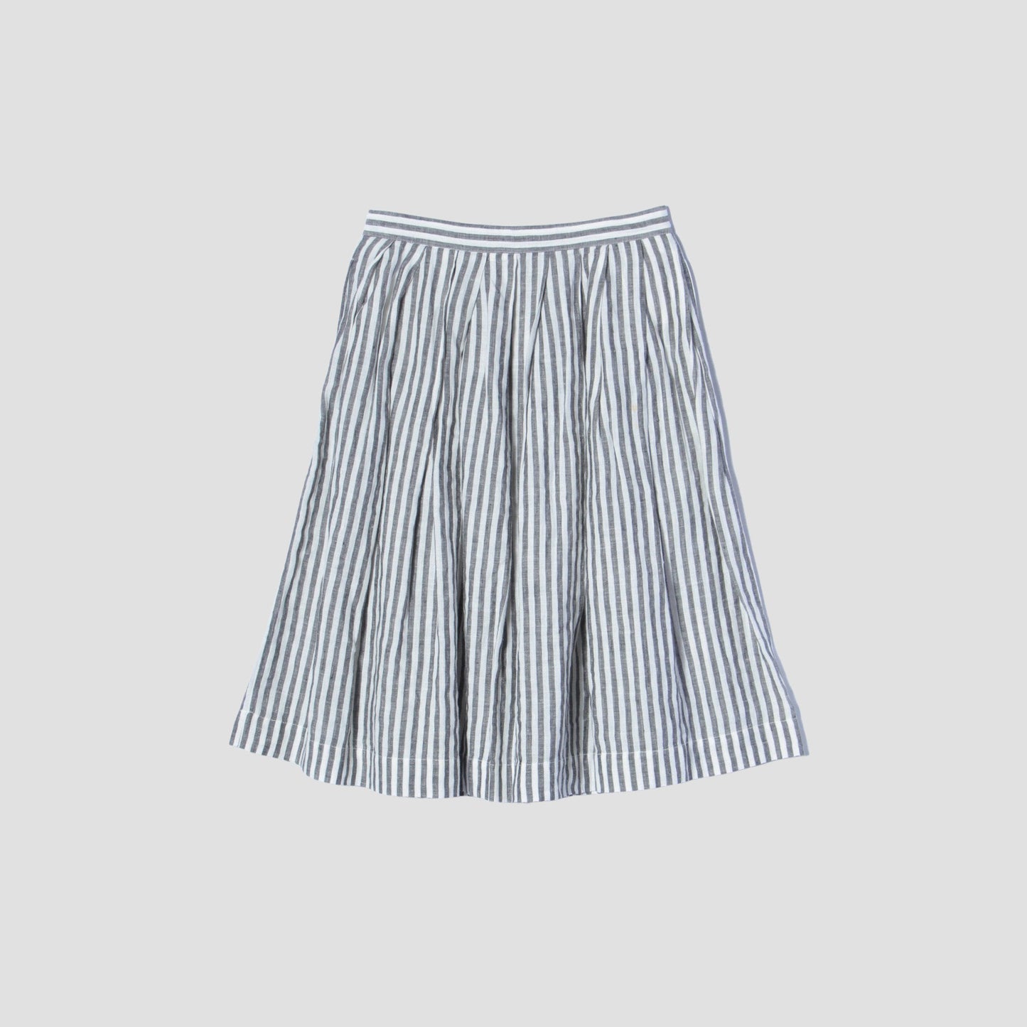 BLACK & WHITE SHIRTING LINEN SKIRT