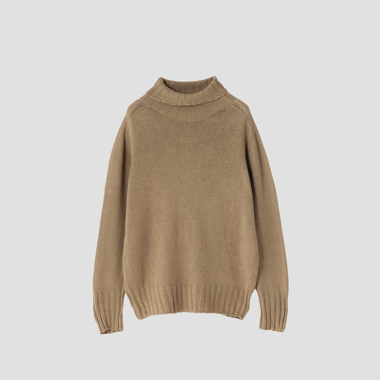 LINEN COTTON WIDE ROLL NECK KNIT