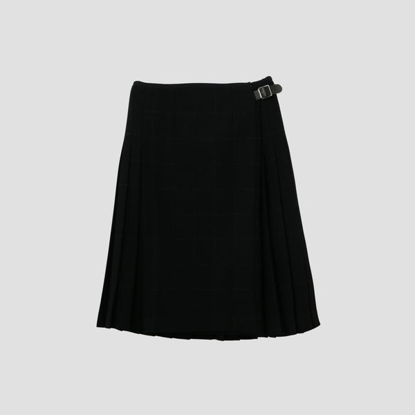 BLACK WINDOWPANE CHECK SKIRT