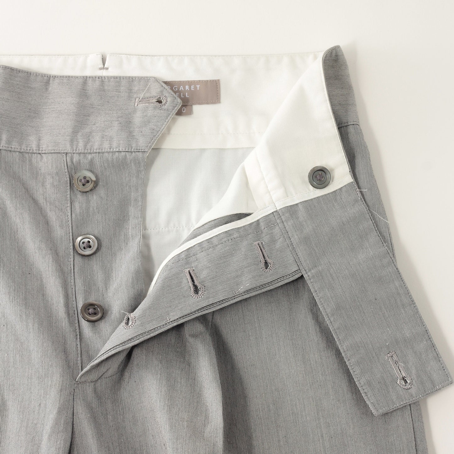 HAIRLINE STRIPE COTTON TROUSERS