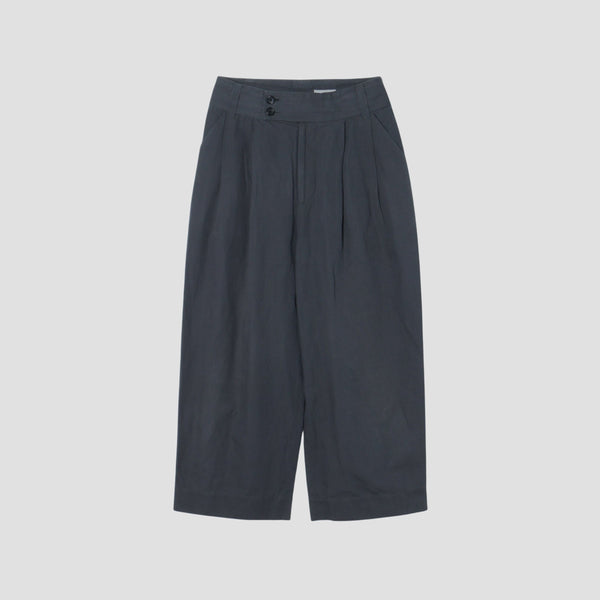 PLAIN WEAVE COTTON LINEN TROUSERS