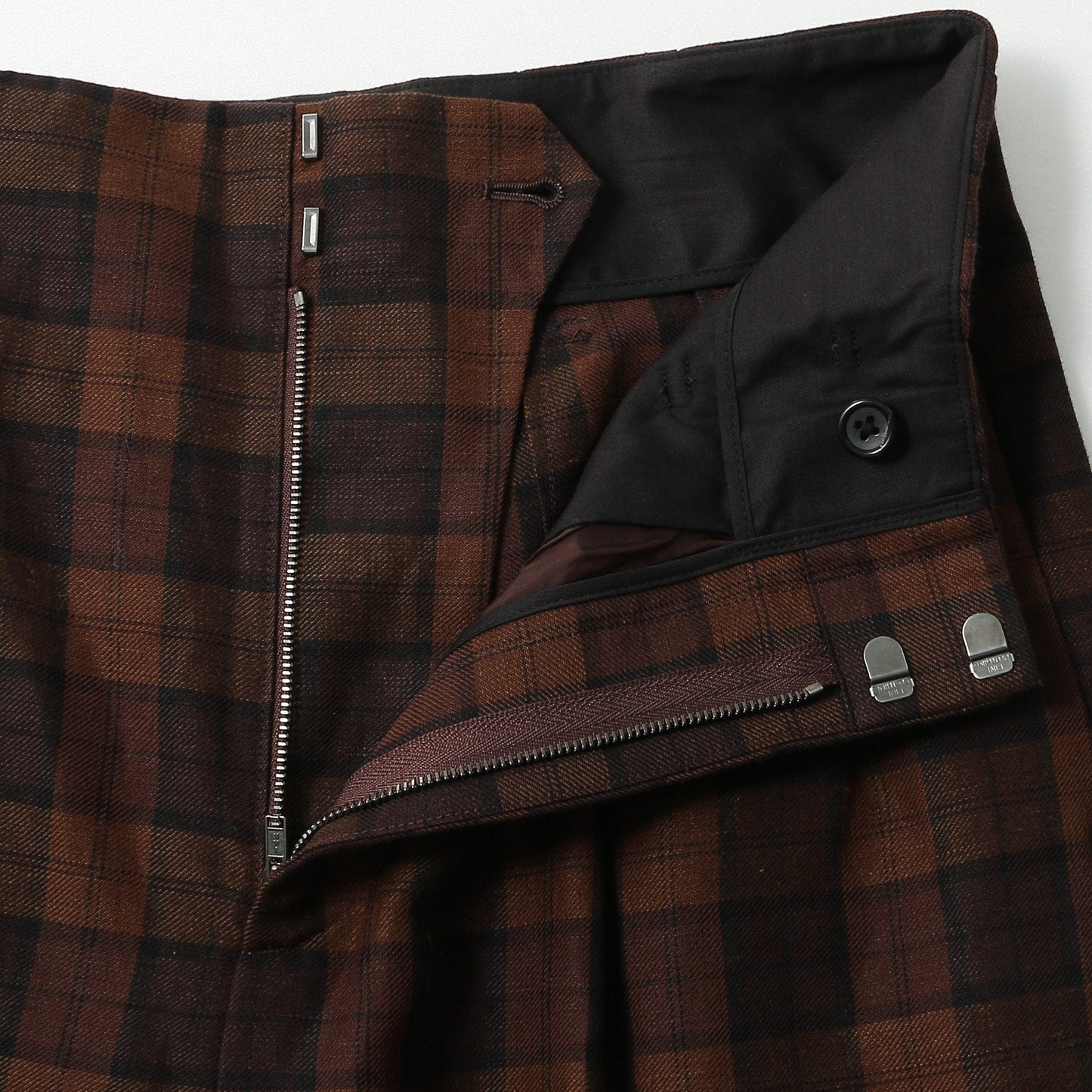 CHECK WOOL LINEN BLEND TROUSERS