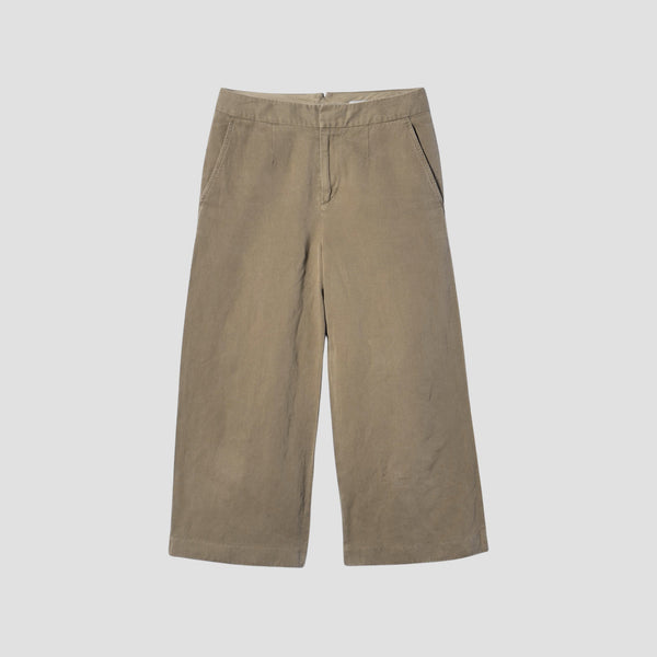LINEN COTTON TWILL TROUSERS